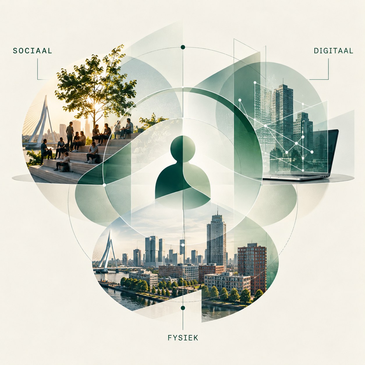 Diagram van de Citiverse: sociaal, fysiek en digitaal rondom de burger